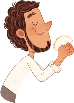 Pai Joca comendo tapioca